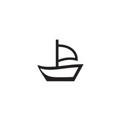 Boat Icon Symbol Black and White Illustration Nautical Ship Sail Marine Ocean Travel Vector