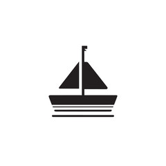 Boat Icon Symbol Black and White Illustration Nautical Ship Sail Marine Ocean Travel Vector