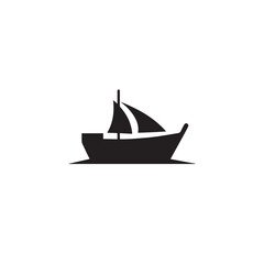 Boat Icon Symbol Black and White Illustration Nautical Ship Sail Marine Ocean Travel Vector