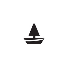 Boat Icon Symbol Black and White Illustration Nautical Ship Sail Marine Ocean Travel Vector