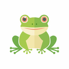 Green Frog with Large Eyes, Simple Vector Illustration