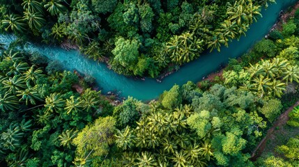Tropical Forest River Aerial Landscape