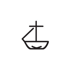 Boat Icon Symbol Black and White Illustration Nautical Ship Sail Marine Ocean Travel Vector