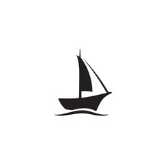 Boat Icon Symbol Black and White Illustration Nautical Ship Sail Marine Ocean Travel Vector