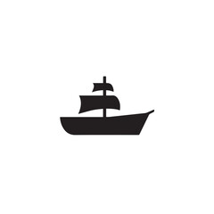 Boat Icon Symbol Black and White Illustration Nautical Ship Sail Marine Ocean Travel Vector