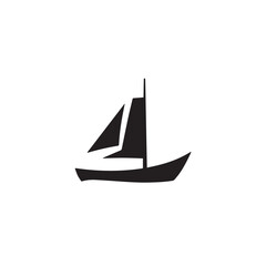 Boat Icon Symbol Black and White Illustration Nautical Ship Sail Marine Ocean Travel Vector