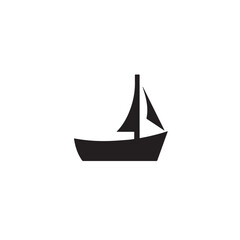 Boat Icon Symbol Black and White Illustration Nautical Ship Sail Marine Ocean Travel Vector