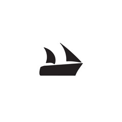 Boat Icon Symbol Black and White Illustration Nautical Ship Sail Marine Ocean Travel Vector