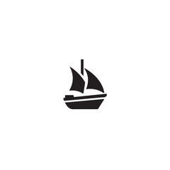 Boat Icon Symbol Black and White Illustration Nautical Ship Sail Marine Ocean Travel Vector
