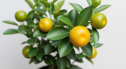 Vibrant Citrus Tree with Colorful Fruits and Lush Green Leaves Enhancing Home Decor