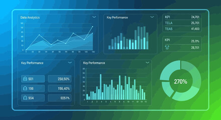 Modern Style Data Analysis and Key Performance Indicator Dashboard Interface