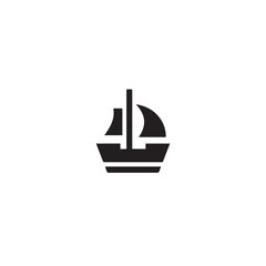 Boat Icon Symbol Black and White Illustration Nautical Ship Sail Marine Ocean Travel Vector