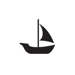 Boat Icon Symbol Black and White Illustration Nautical Ship Sail Marine Ocean Travel Vector