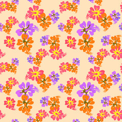 Fototapeta premium Peach Hawaiian Hibiscus Seamless Repeat