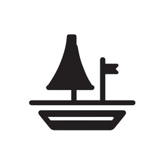 Boat Icon Symbol Black and White Illustration Nautical Ship Sail Marine Ocean Travel Vector