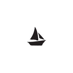 Boat Icon Symbol Black and White Illustration Nautical Ship Sail Marine Ocean Travel Vector