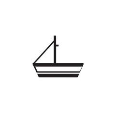 Boat Icon Symbol Black and White Illustration Nautical Ship Sail Marine Ocean Travel Vector