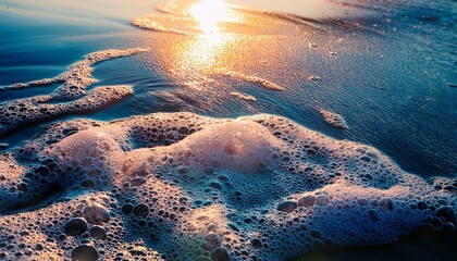 a frothy seafoam texture reflecting sunlight in a gradient pattern