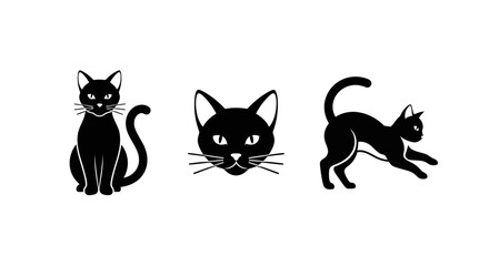Vector illustration of collection of black cat silhouettes