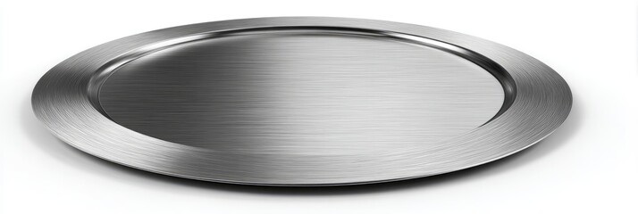 Round, brushed metal serving tray