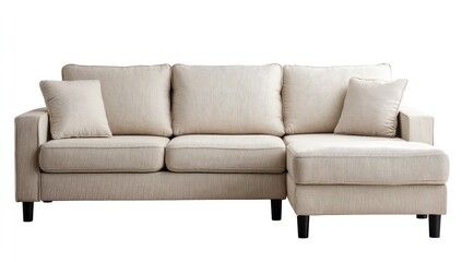 Light beige sectional sofa with striped fabric