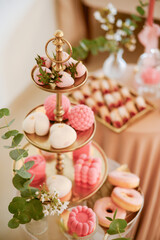 Elegant Dessert Display with Pink Pastries