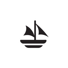 Boat Icon Symbol Black and White Illustration Nautical Ship Sail Marine Ocean Travel Vector
