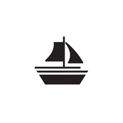 Boat Icon Symbol Black and White Illustration Nautical Ship Sail Marine Ocean Travel Vector