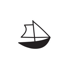 Boat Icon Symbol Black and White Illustration Nautical Ship Sail Marine Ocean Travel Vector