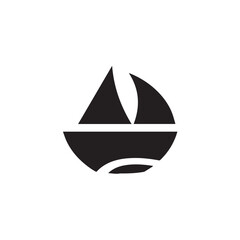 Boat Icon Symbol Black and White Illustration Nautical Ship Sail Marine Ocean Travel Vector