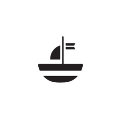 Boat Icon Symbol Black and White Illustration Nautical Ship Sail Marine Ocean Travel Vector