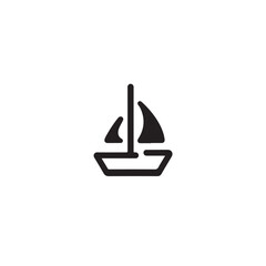 Boat Icon Symbol Black and White Illustration Nautical Ship Sail Marine Ocean Travel Vector