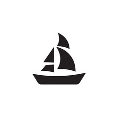 Boat Icon Symbol Black and White Illustration Nautical Ship Sail Marine Ocean Travel Vector