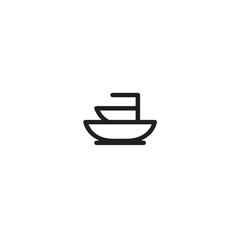 Boat Icon Symbol Black and White Illustration Nautical Ship Sail Marine Ocean Travel Vector