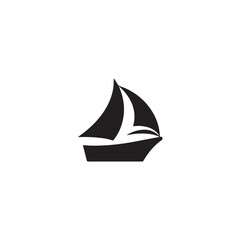 Boat Icon Symbol Black and White Illustration Nautical Ship Sail Marine Ocean Travel Vector