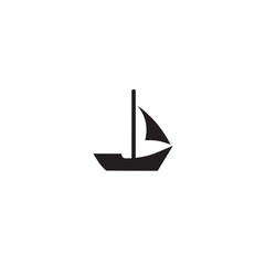 Boat Icon Symbol Black and White Illustration Nautical Ship Sail Marine Ocean Travel Vector