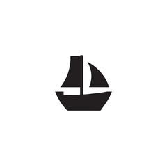 Boat Icon Symbol Black and White Illustration Nautical Ship Sail Marine Ocean Travel Vector