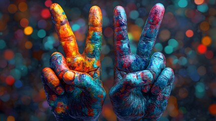 Victory peace sign symbol design, abstract minimalist metallic creative graphic for motivational posters/sports brands/positive campaigns