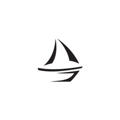 Boat Icon Symbol Black and White Illustration Nautical Ship Sail Marine Ocean Travel Vector