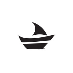 Boat Icon Symbol Black and White Illustration Nautical Ship Sail Marine Ocean Travel Vector