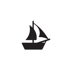 Boat Icon Symbol Black and White Illustration Nautical Ship Sail Marine Ocean Travel Vector