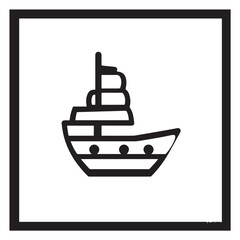 Boat Icon Symbol Black and White Illustration Nautical Ship Sail Marine Ocean Travel Vector