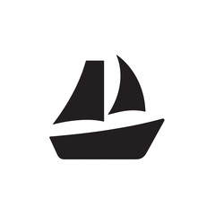 Boat Icon Symbol Black and White Illustration Nautical Ship Sail Marine Ocean Travel Vector
