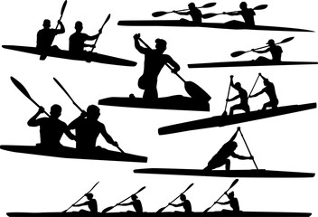 set of paddlers on a canoe.eps