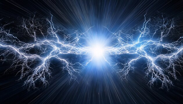 powerful crackling energy with lightning emerging from the center electrifying the surroundings