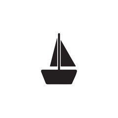Boat Icon Symbol Black and White Illustration Nautical Ship Sail Marine Ocean Travel Vector