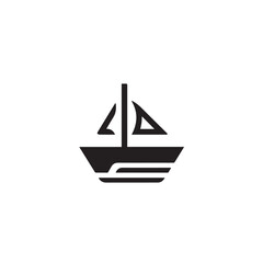 Boat Icon Symbol Black and White Illustration Nautical Ship Sail Marine Ocean Travel Vector