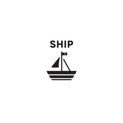 Boat Icon Symbol Black and White Illustration Nautical Ship Sail Marine Ocean Travel Vector