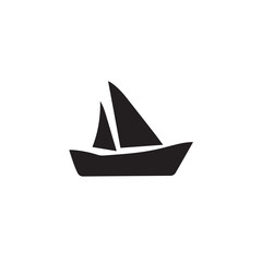 Boat Icon Symbol Black and White Illustration Nautical Ship Sail Marine Ocean Travel Vector
