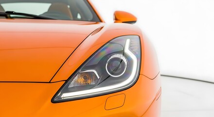 Close-up of an orange sports car headlight